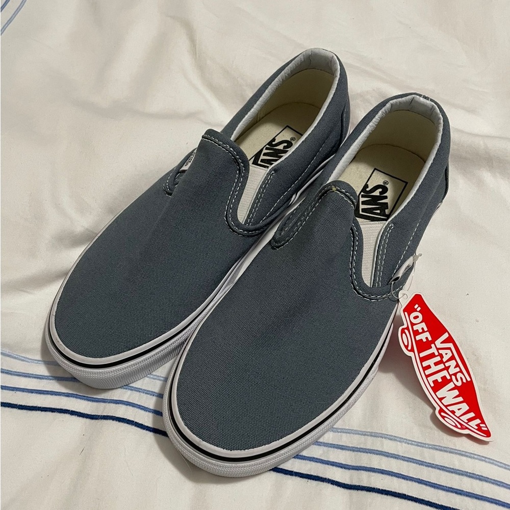 Vans Gray Slip-On Loafers with Canvas Upper